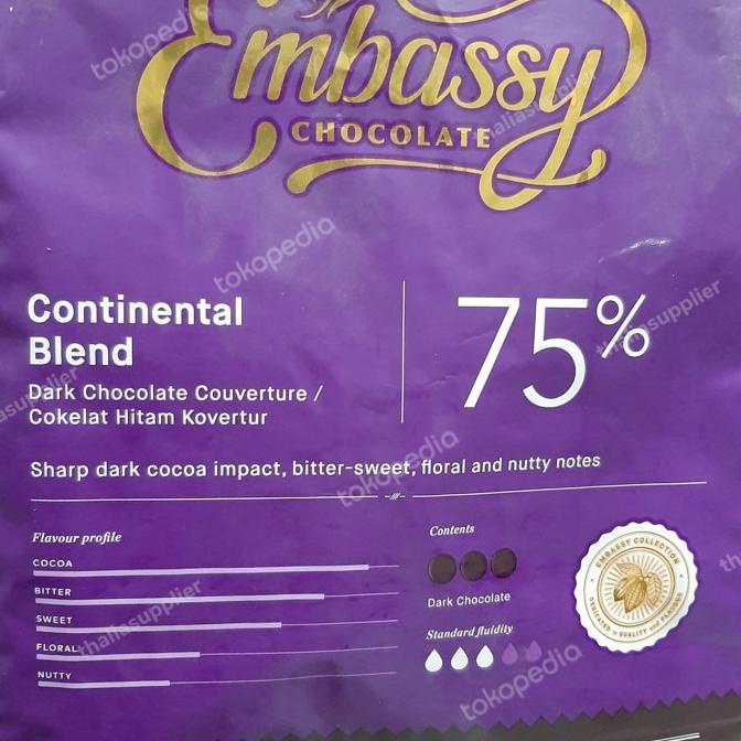 

TULIP EMBASSY CONTINENTAL DARK 75% X 2.5KG COKLAT COIN KEMASAN POUCH DC51C1215