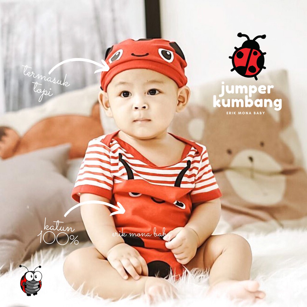 baju bayi jumper bayi karakter kumbang lucu