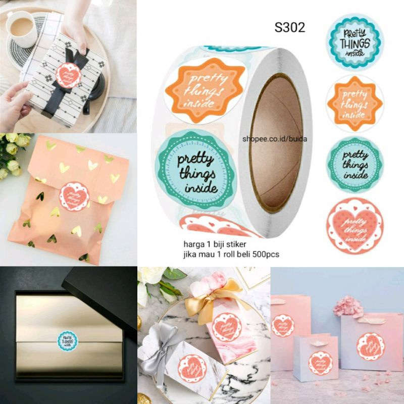 

stiker sticker label pretty things inside aesthetic S302 segel kemasan hiasan dekorasi hampers gift