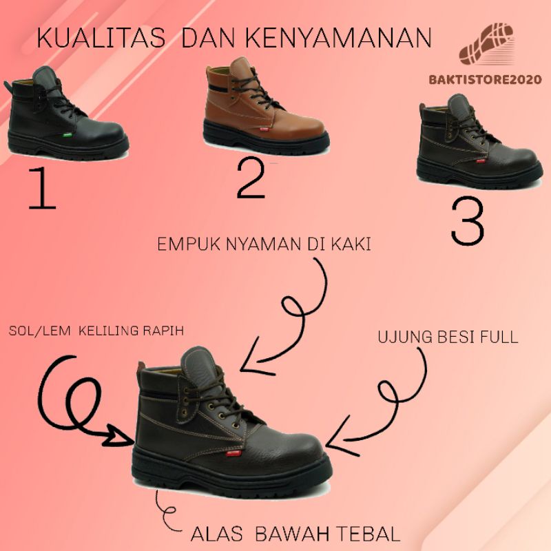 Sepatu safety pria boot besi kerja work original Premium grade A terbaru kekinian-1