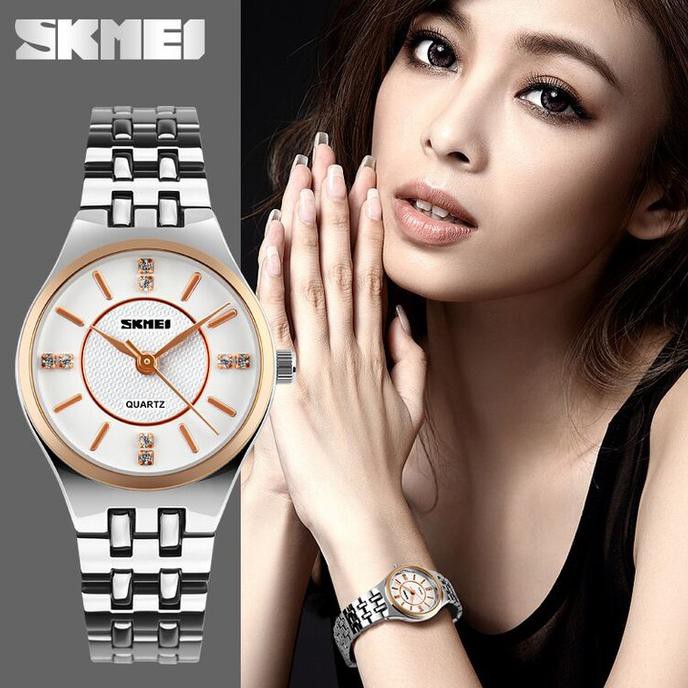 Jam Tangan Wanita Cewek Original Strap Rantai SKMEI Casio Anti Air