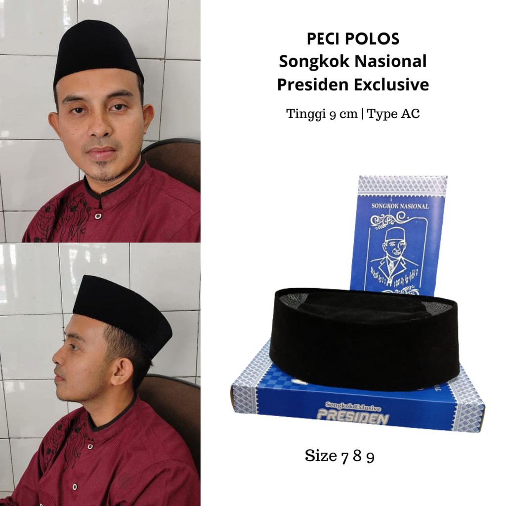 Peci Polos Songkok Nasional Presiden Exclusive / Peci Polos Hitam