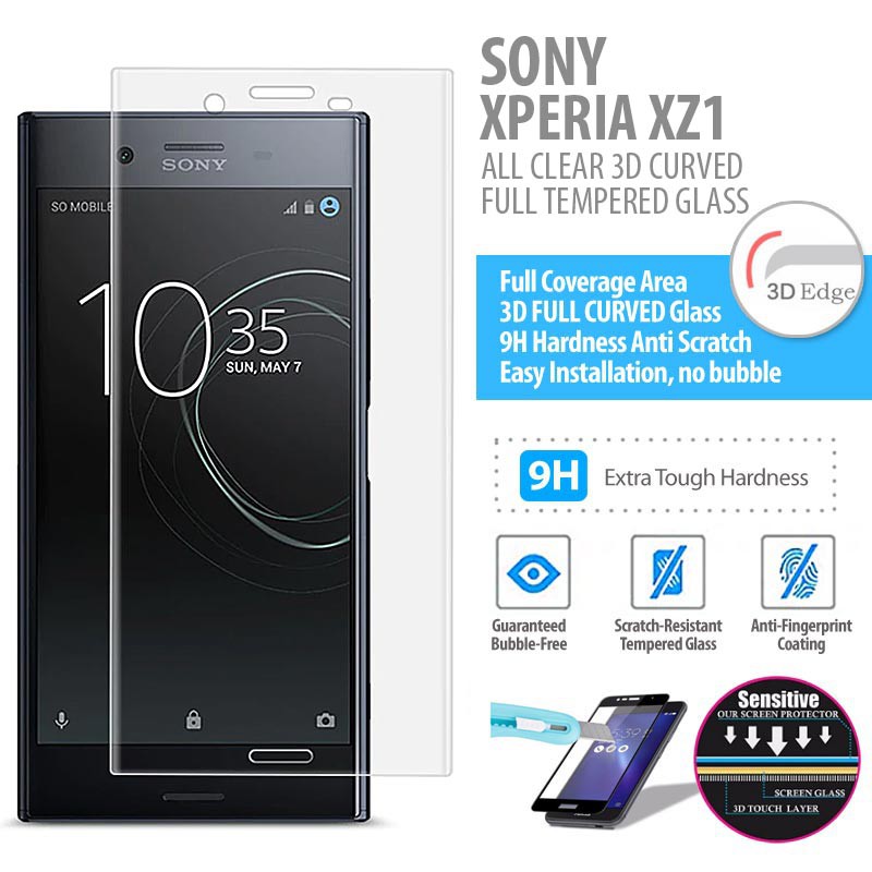 Sony Xperia XZ1 Dual - XZ1 - ALL CLEAR 3D Curved Full Tempered Glass