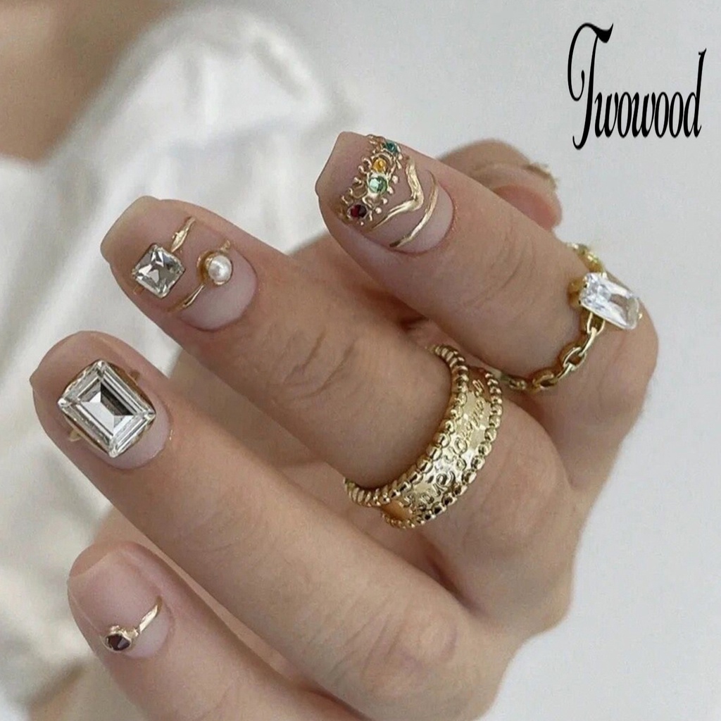 1 Set Ornamen Kuku 3D Bahan Metal Tahan Karat Untuk Manicure Charms