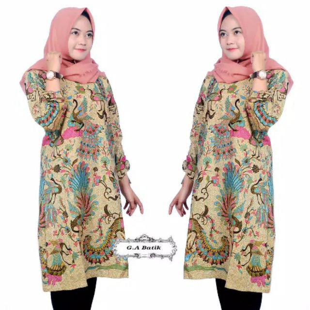 Gamis Jumbo Batik Couple keluarga sania ruffle ori ndoro jowi dnt  Motif Merak Tosca-TUNIK