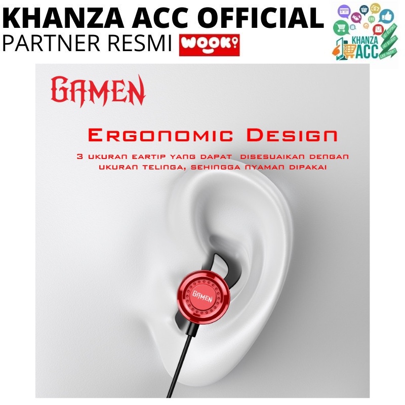 KHANZAACC GAMEN GE200 Earphone Gaming Dual Microphone Virtual Stereo Surround Sound In-ear