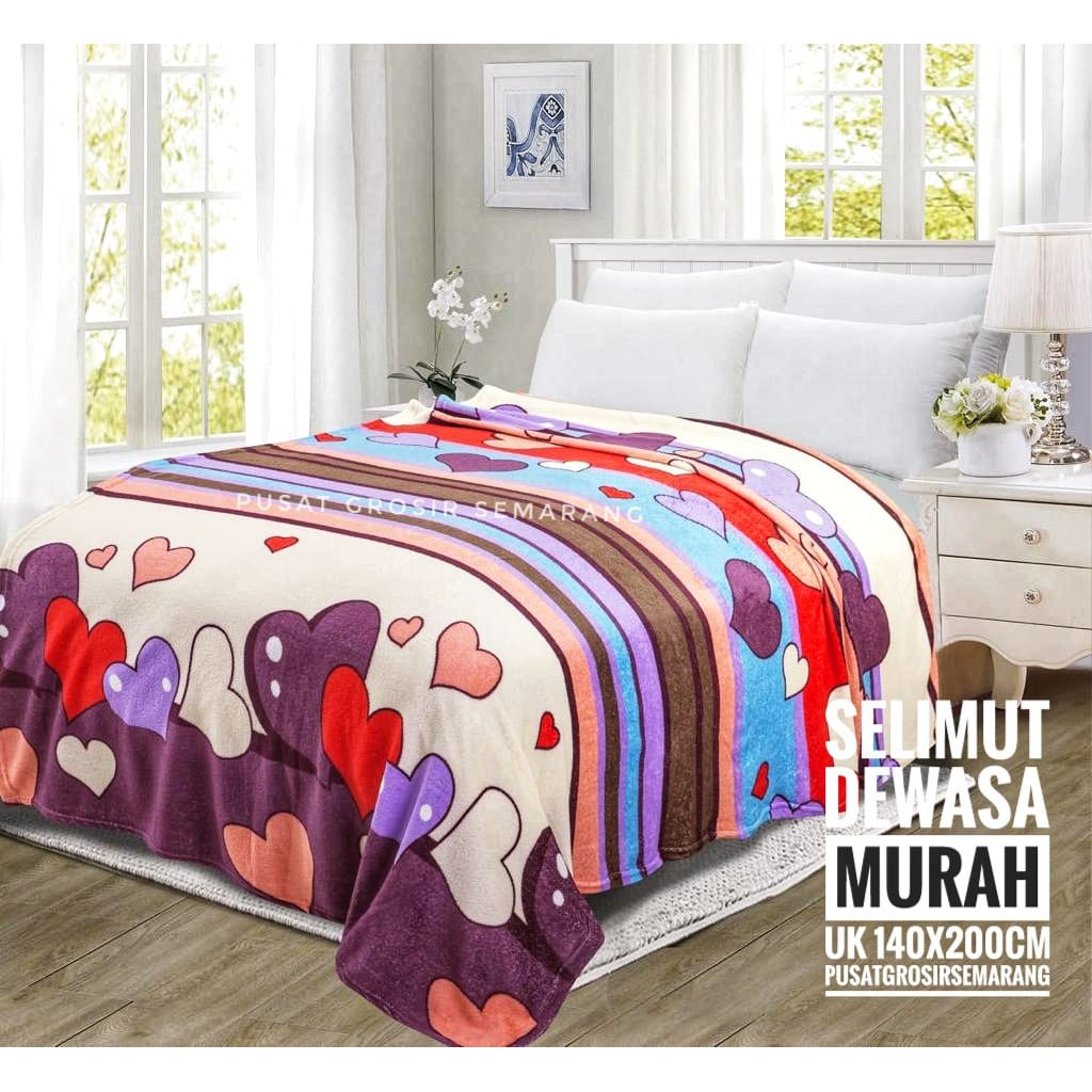 Selimut Dewasa Murah MORIA Abstrak Leaf Polkadot Flower Bvrbery Reindeer Could Moon Star Awan Rusa-Cute Love Stripes