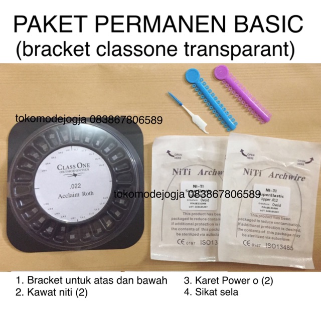Paket Behel Transparant Permanen Transparan Classone Ceramic Alfa Composite Behel Gigi Bracket