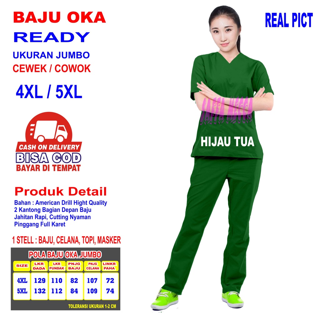 JUMBO Baju OK  Baju OKA  Scrub Perawat 4XL dan 5XL Lengan Pendek