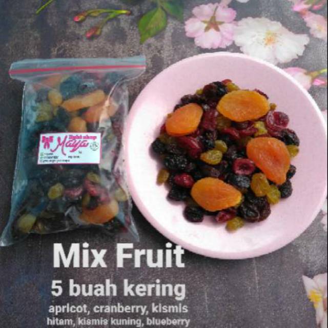 mix fruit dry fruit 200gr buah kering manisan buah kue cemilan sehat diet kismis apricot berry super food mix almond