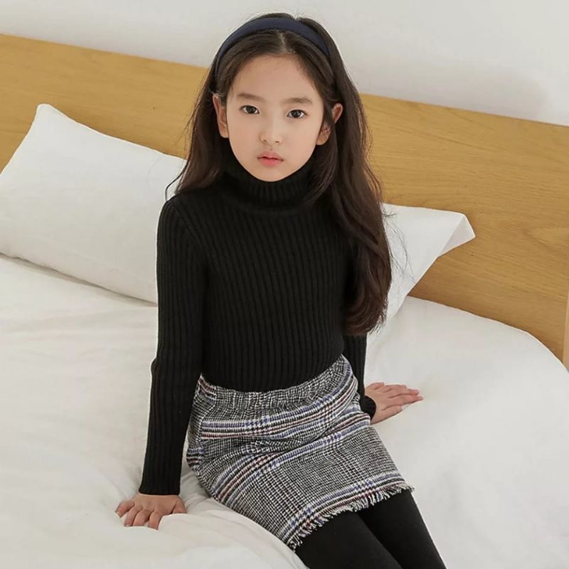 Atasan rajut anak  perempuan Sweater rajut anak turtleneck Amira TEBAL