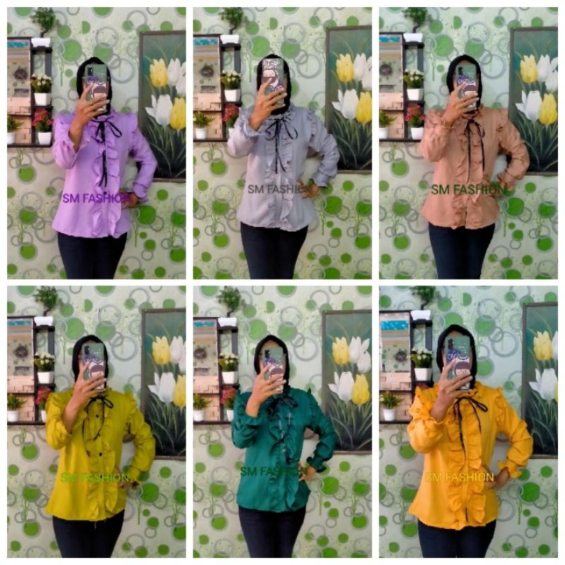 ATASAN WANITA KEMEJA TANGAN PANJANG BLOUSE KOREA STYLE KEMEJA WANITA  FASHION TERBARU