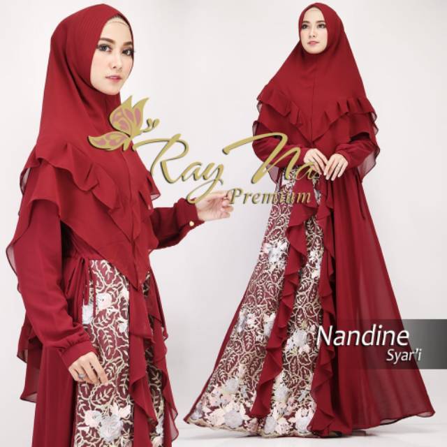 [ORIGINAL] Gamis Syari Nadine by Rayna Premium | Gamis Brukat Pesta Mewah Busui ORI