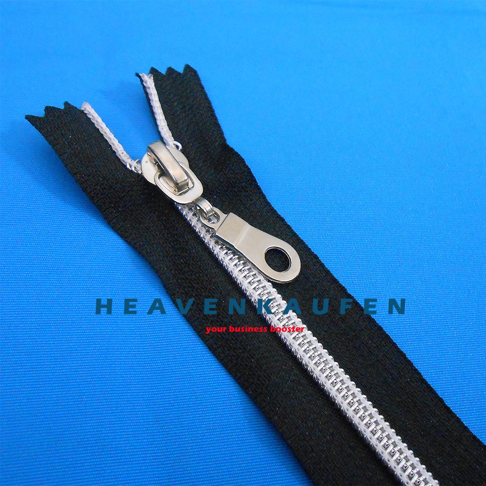 Resleting Zipper Busana Coil 30 cm Hitam - Silver Close End Kode CS