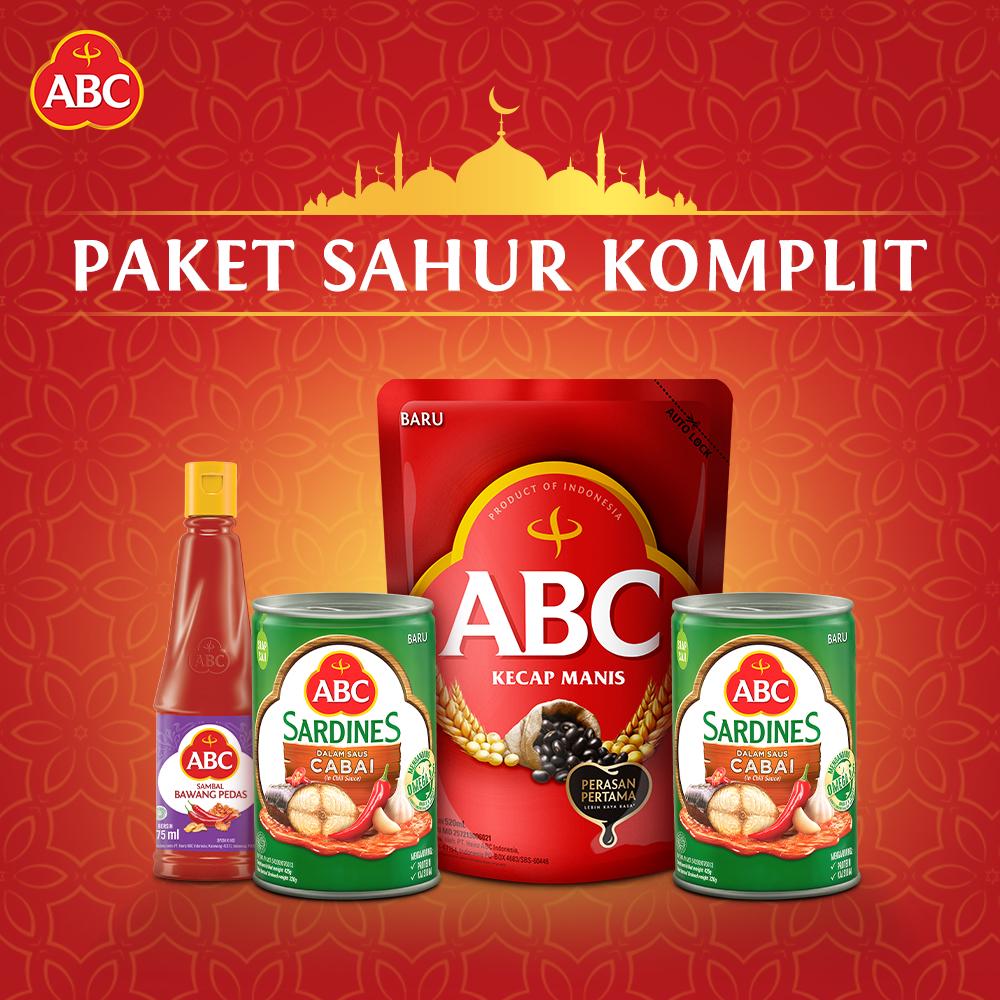 

ABC Sarden Saus Cabai 2 x 425 gr + ABC Kecap Manis 520 mL + ABC Sambal Bawang Pedas 275 mL