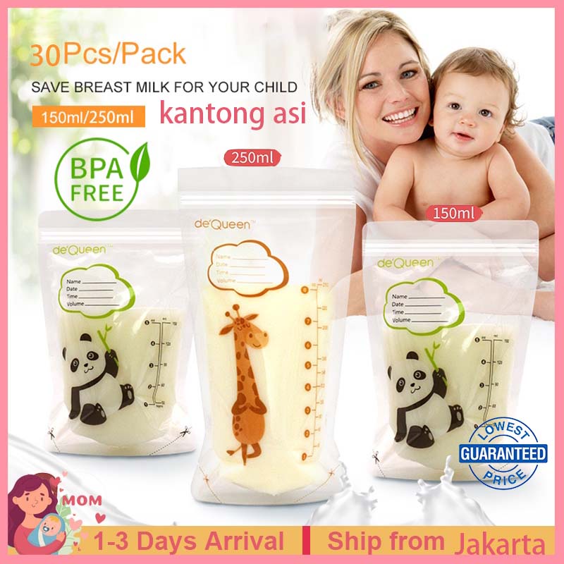 BPA FREE Kantong Asi 150ml /250ml 30pcs/pack Plastik Asi Breastmilk Storage Bag CND