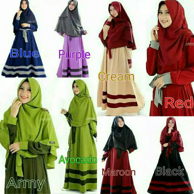 Gamis muslim LASMA +hijab UKURAN JUMBO LD 110-115cm PB 140-145cm