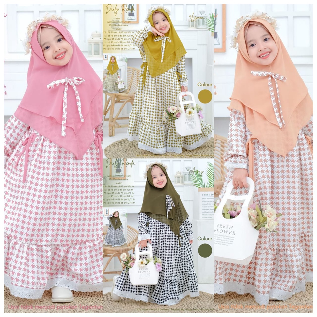 GAMIS DAILY ANAK-GAMIS ANAK SET KHIMAR-GAMIS ANAK 3-11 TAHUN