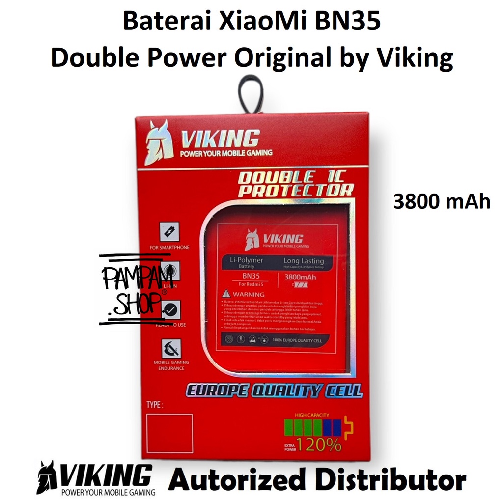 Baterai VIKING Double Power Original XiaoMi BN35 Redmi 5 Batre Batrai Battery Handphone HP Dual Ori