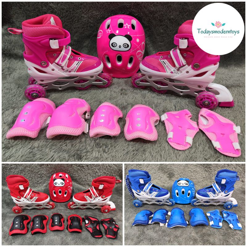 PROMO !!! SEPATU RODA ANAK POWER INLINE SKATE / BISA SETTING RODA 3 / BAJAJ