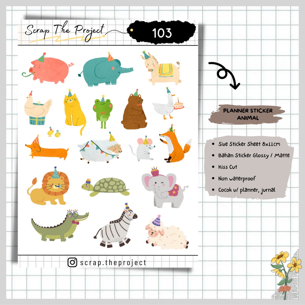 

STICKER PLANNER JOURNAL / ANIMAL BIRTHDAY STICKER / STP - 103