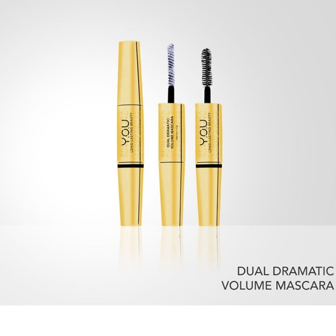 ✿ELYSABETHME✿ Y.O.U Dual dramatic maskara menebalkan bulu mata mascara tebal eyelash extension 300%