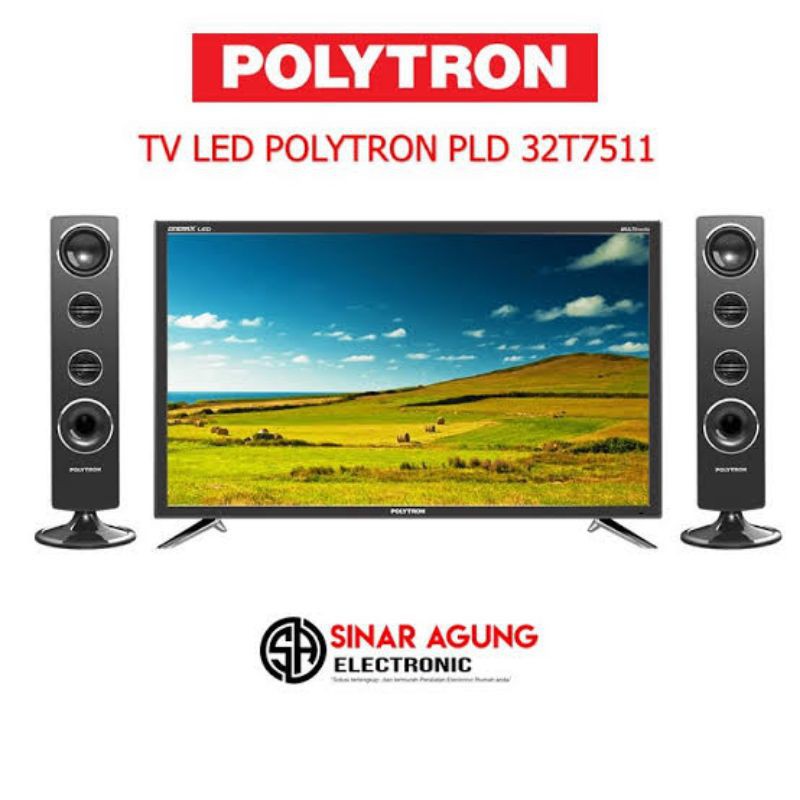 TV TELEVISI LED LCD POLYTRON PLD 32T7511 32 T 7511 IN INCH HDMI USB MOVIE GARANSI ORIGINAL GOJEK