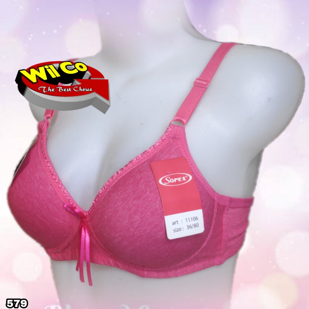 K579 - BRA/BH WANITA SOREX BUSA TIPIS TANPA KAWAT DUA PENGAIT SIZE 34 - 40