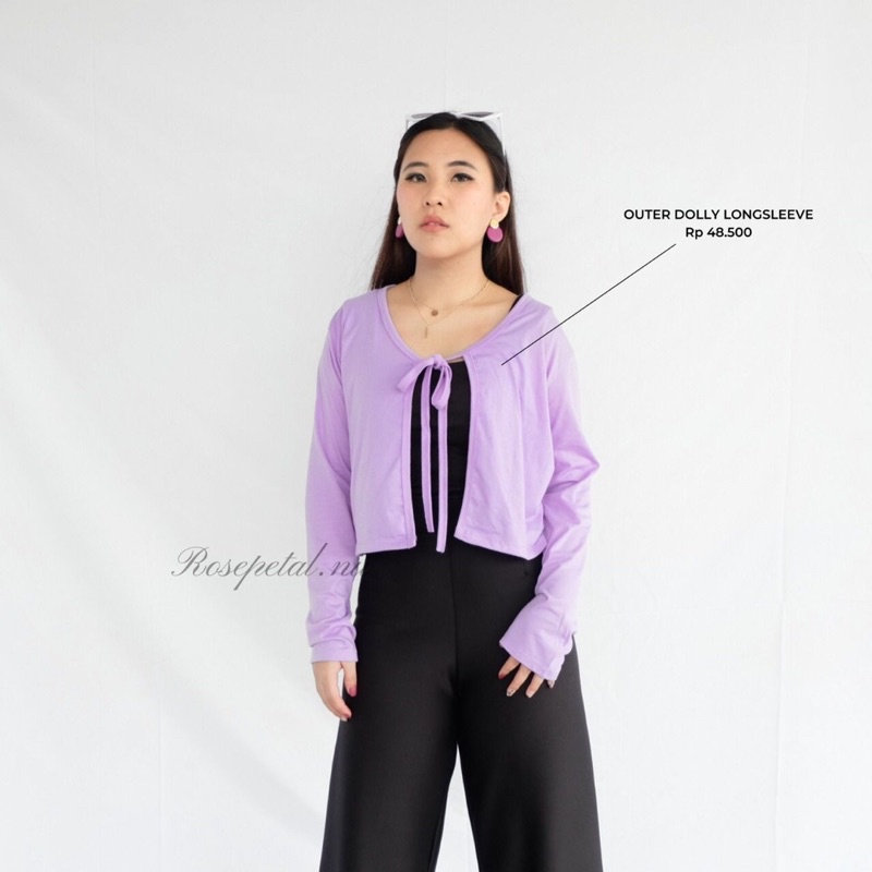 Outer Dolly longsleeves / outer tali / cardigan tali / outer luaran hitam / rosepetal