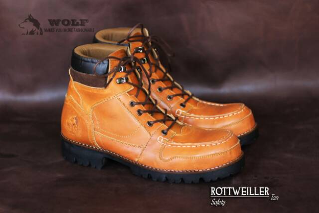 SEPATU SAFETY BOOT FULL KULIT ASLI WOLF ROTTWEILER ORIGINAL