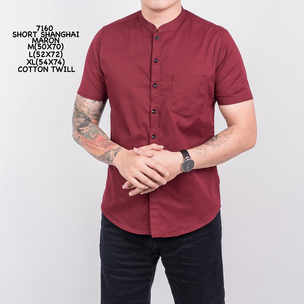 Credomenstore Kemeja Pria Lengan Pendek Shanghai Maroon Lte