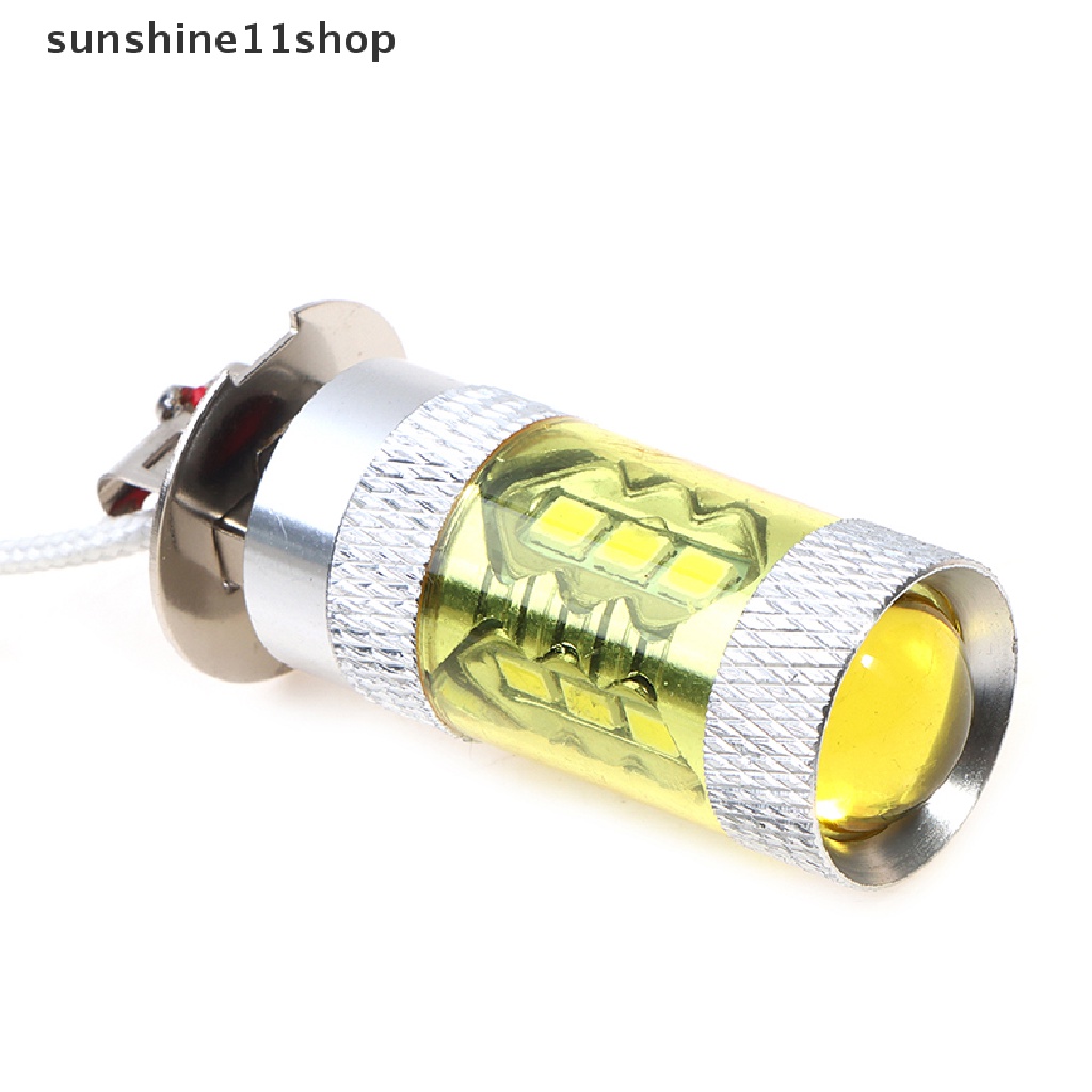 Sho 2pcs Lampu Kabut LED 12-24V H3 80W 16 SMD Warna Kuning High Power N