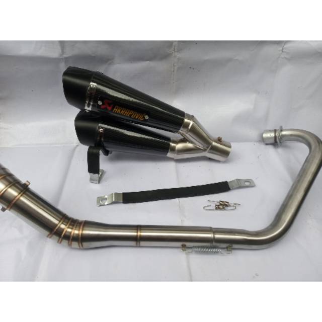 knalpot racing R15 akrapovic cabang 2 untuk aerox nmax pcx cb150 cbr150 vixion byson verza DLL