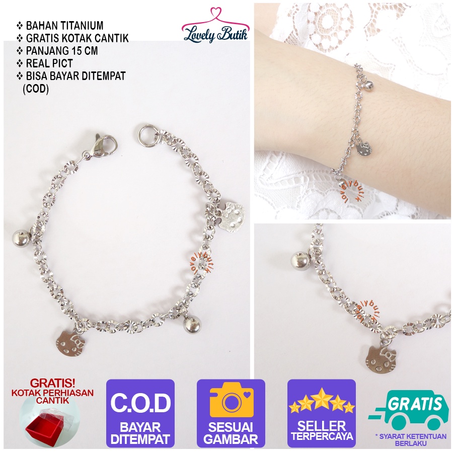 Lovelybutik Gelang Anak Titanium Gelang Tangan Anak Perempuan Cutie Anak Bonus Kotak Perhiasan