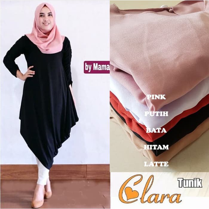 Baju Atasan Wanita Clara Tunik Blouse Baju Muslim Blus Muslim - Hitam