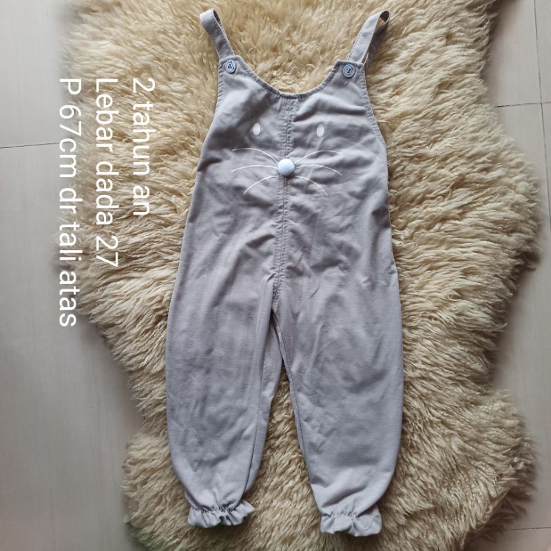 jumpsuit anak perempuan 2 tahun bunny rabbit katun krem / baju monyet