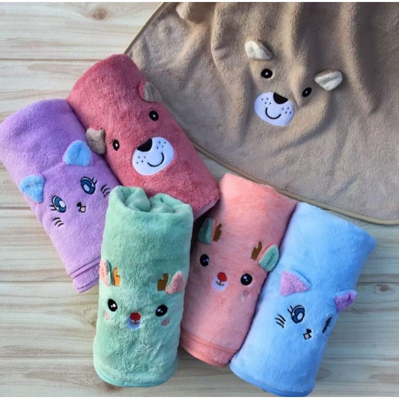 PILIH MOTIF Handuk mandi bayi karakter telinga kuping 3D halus baby anak gift kado sarang lebah