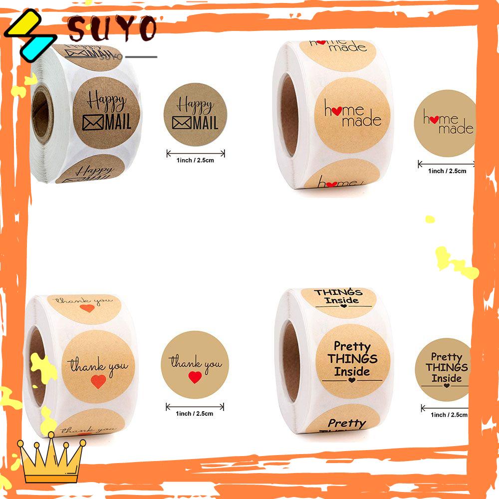 Suyo 500pcs Stiker Label Segel Amplop / Scrapbook / Hadiah Motif Tulisan Thank You Gaya Retro