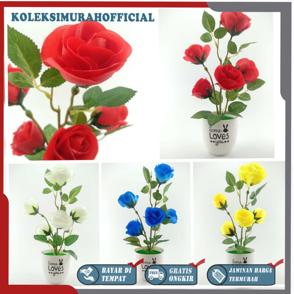COD BUNGA PLASTIK BUNGA PAJANGAN IMITASI BUNGA ARTIFISIAL BUNGA MAWAR TANAMAN HIAS BP8842