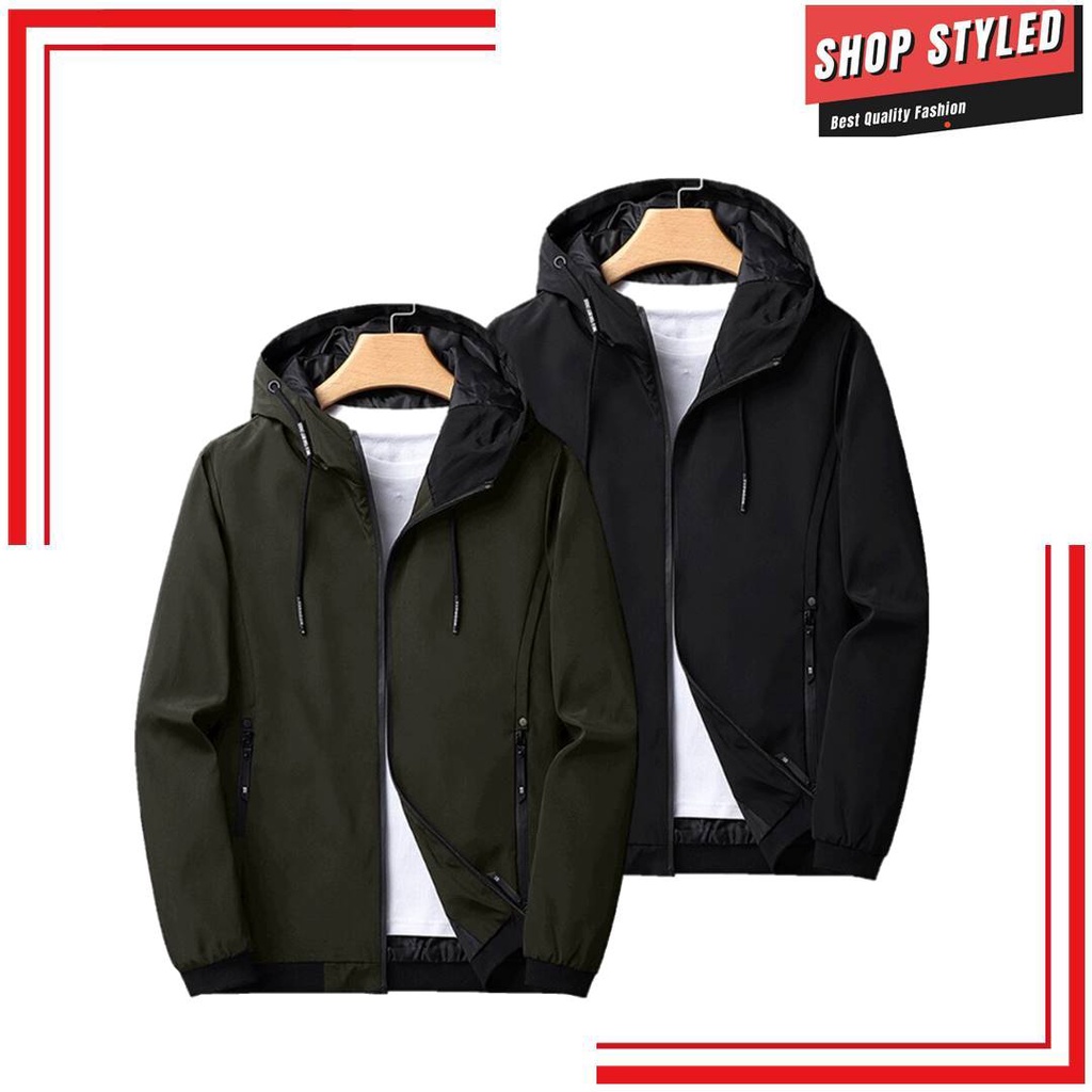 Jaket Pria Hoodie Terbaru Keren Korean Style Bahan Taslan Anti Air Waterproof Premium Distro Bandung
