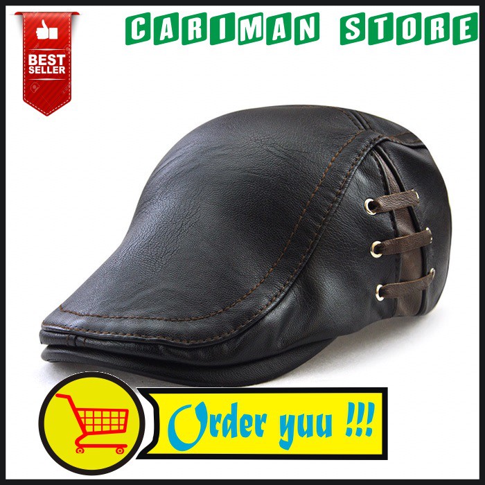 Topi Kulit import Model Copet Pelukis Bassis distro import murah pria wanita - TS211