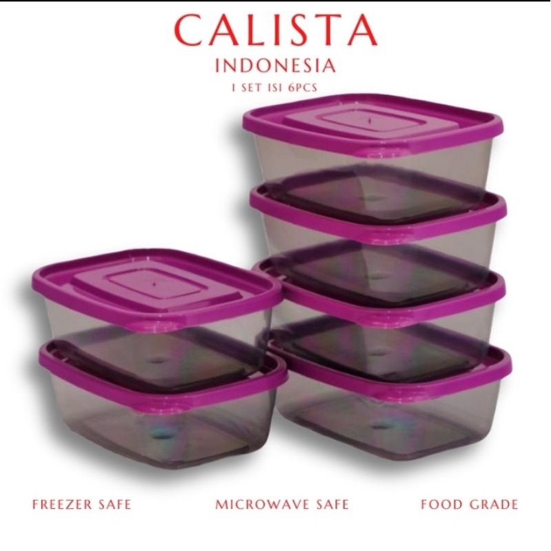 Toples Premium Calista Otaru Furano Set of 6 pcs Full Colour / Toples Plastik Calista / Tempat Makan/Kotak  Makanan BPA Free