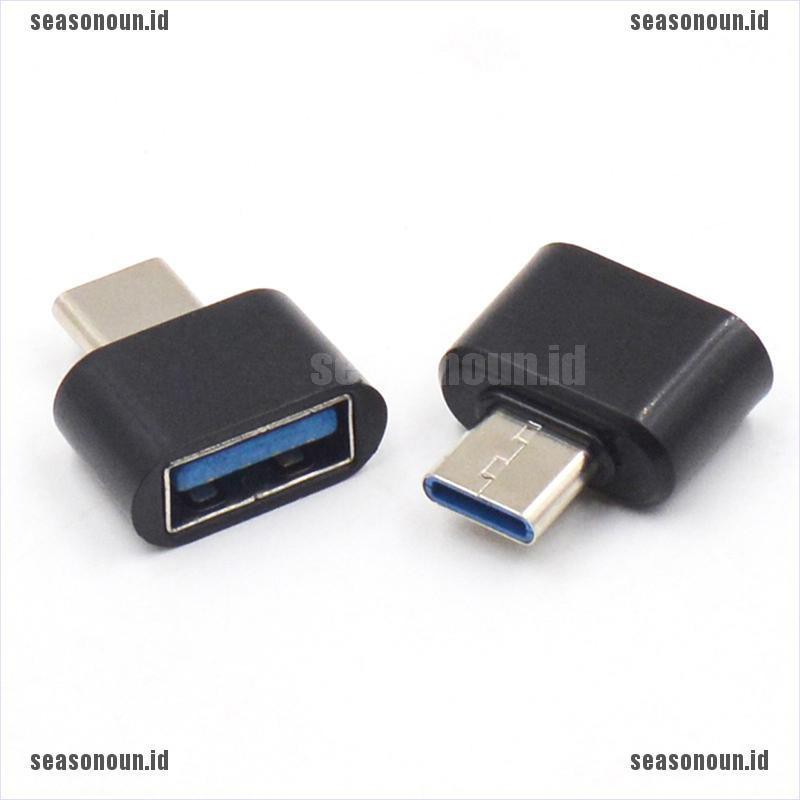 (sea) 2pcs Adapter Konverter Data OTG USB Tipe C Male Ke USB 2.0 Female Untuk Pc