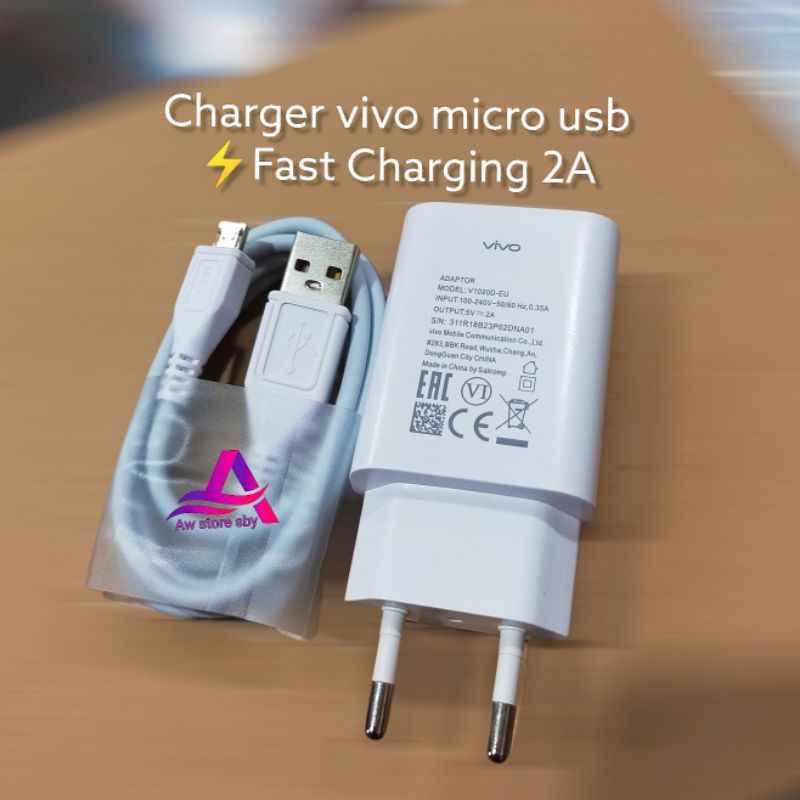 Flash charger vivo micro usb 2A Fast Charging Z1 pro/V11 pro/S1/Y12/Y17/Y19/Y20/Y12S (2in1 Suit)