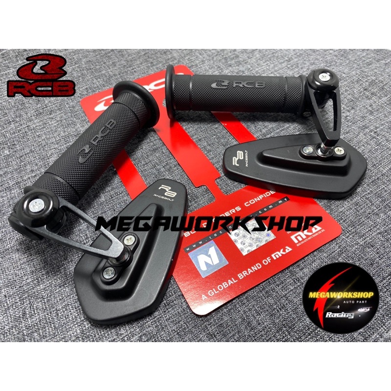 Neo [Paket] Handgrip Sarung Gas RCB HG55 Original + Spion Jalu Oval Bar End Universal Motor scoopy