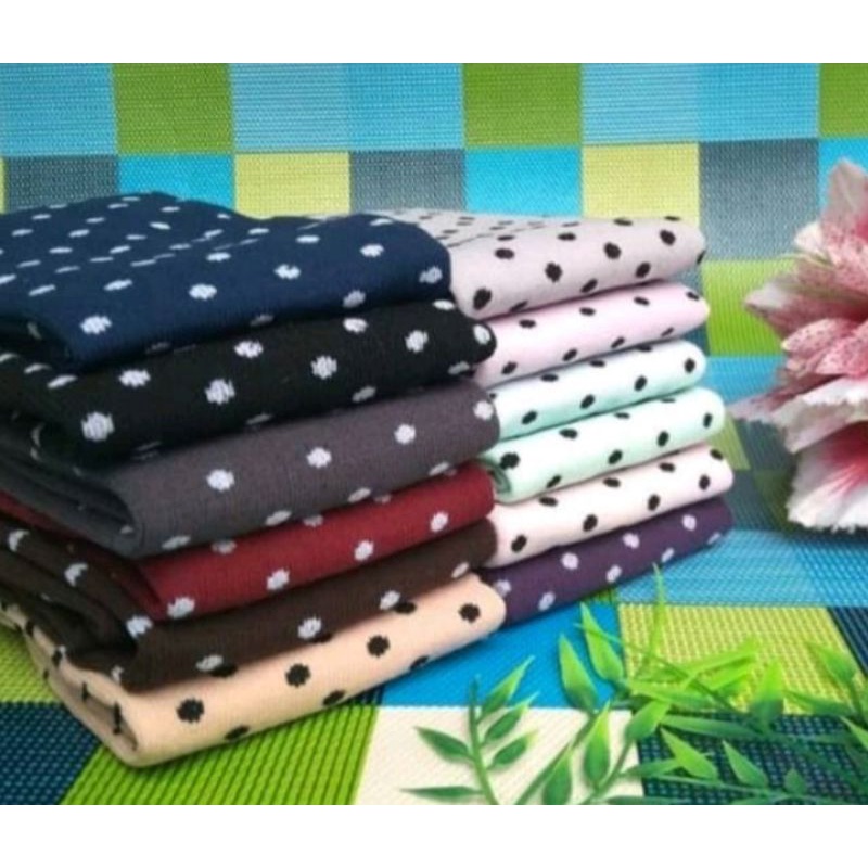 kaos kaki jempol motif polkadot wanita muslimah bahan nilon super GREES lembut