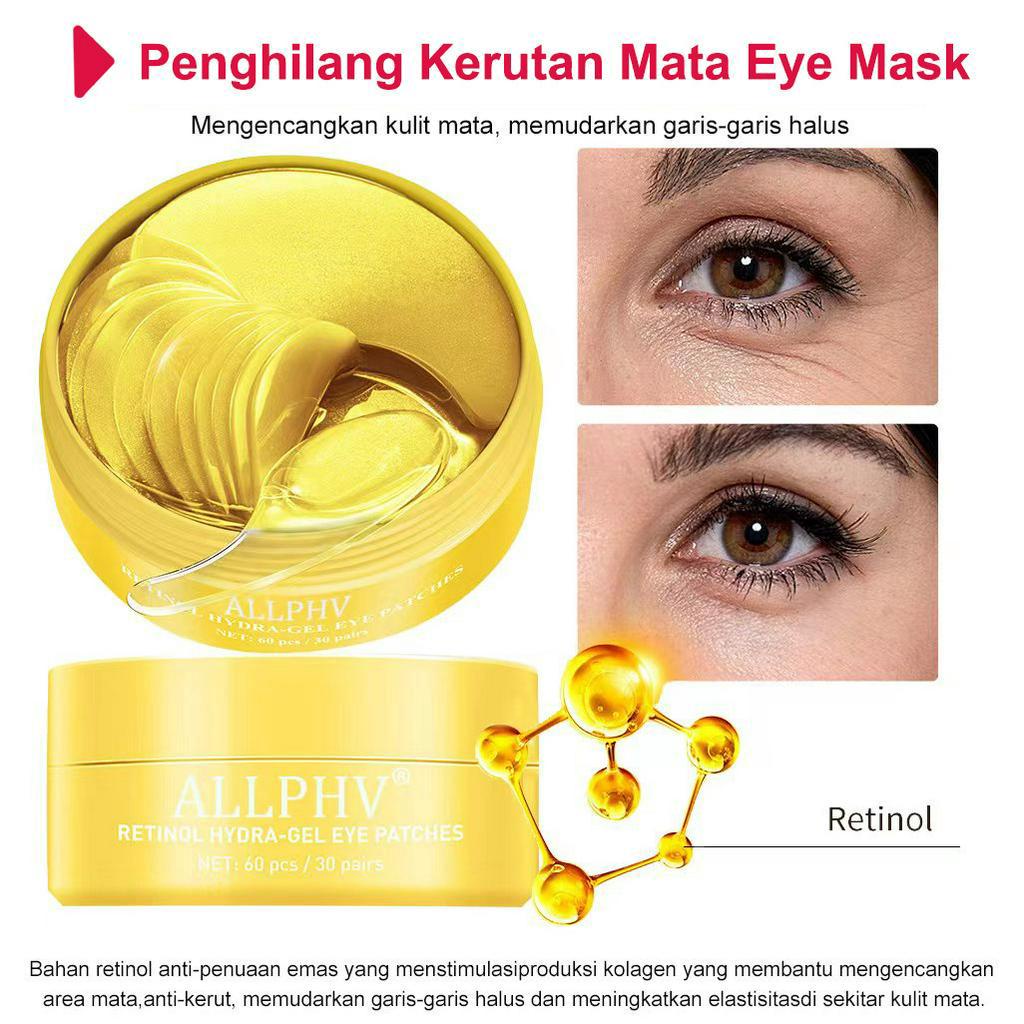 [Ori100%] ALLPHV Eye mask/Masker Mata - Masker mata panda bioaqua/ masker kantung mata ampuh -Vitamin C /collagen/Retinol /Rose/Hyaluronic 60pcs