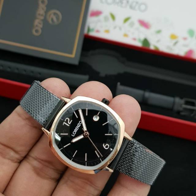 (Garansi 1Tahun) jam tangan wanita  lorenzo 1030 original rose&blackrose