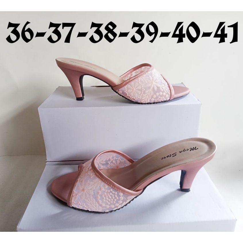 Sandal Wanita Chunky Heels Sandal Wanita Dewasa Sandal Pesta Sendal Brukat Ter Murah Hak 7 Cm NA77