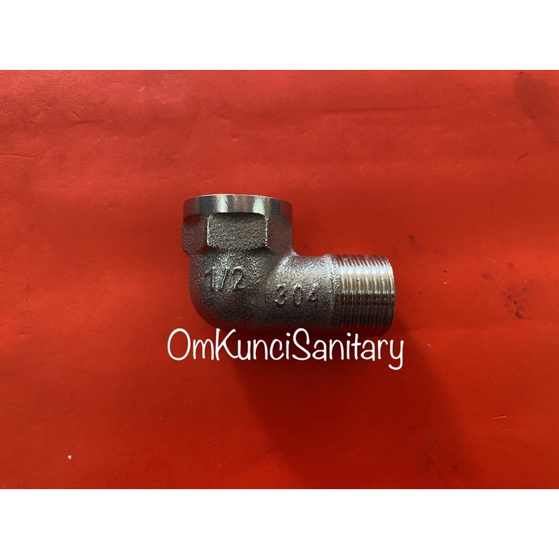 Nepel L Naple Elbow Neple L Drat Dalam Drat Luar Stainless 1/2 inch